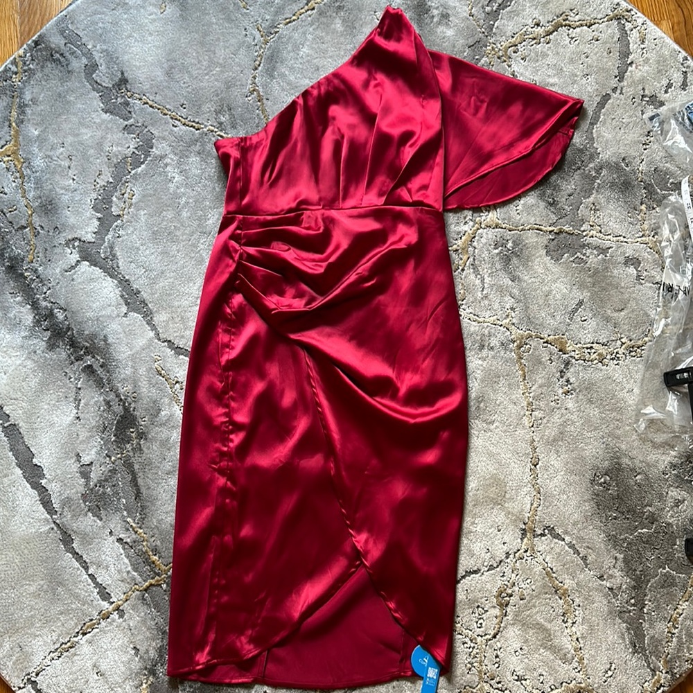 Red One Shoulder Cocktail Dress